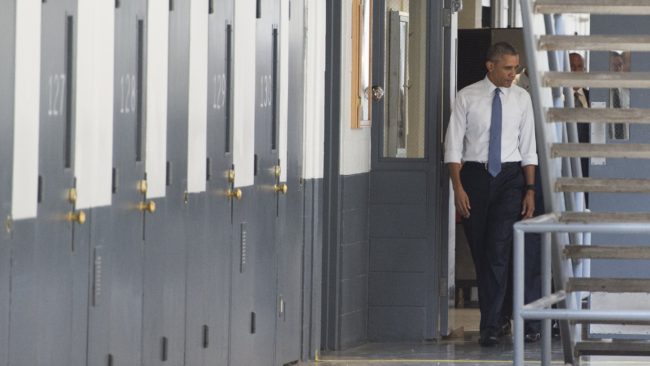 President Obama toured the El Reno Federal Correctional Institution in Oklahoma on Thursday and met with six inmates. Saul Loeb/AFP/Getty Images