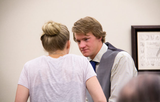 Zachary Klundt and his sister in court. Corin Cates-Carney/MTPR