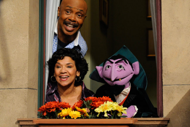 Gordon (played by Roscoe Orman), Maria (played by Sonia Manzano), and The Count on Sesame Street's 42nd season. Manzano is closing out a Sesame Street career that began in 1971. Zach Hyman/Sesame Street