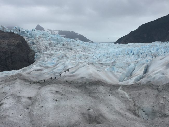 Tour companies will soon be able to guide more visitors on Mendenhall Glacier trails. This group accessed the glacier from the West Glacier Trail. (Photo by Lisa Phu/KTOO)