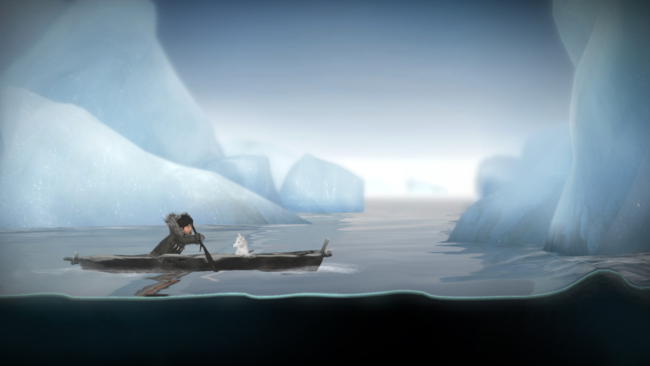 In "Never Alone: Foxtales," Nuna and Fox navigate on an umiak. They start in the Kotzebue area and eventually find themselves on the Noatak River. (Image courtesy Upper One Games)