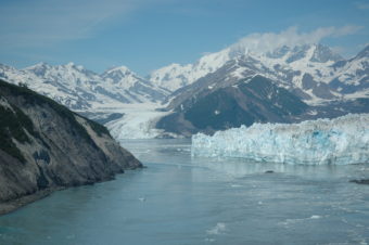 Two glaciers flow into Yakutat Bay. Glacial calving causes regular, but small earthquakes. (Photo courtesy Wrangell-St. Elias National Park and Preserve)