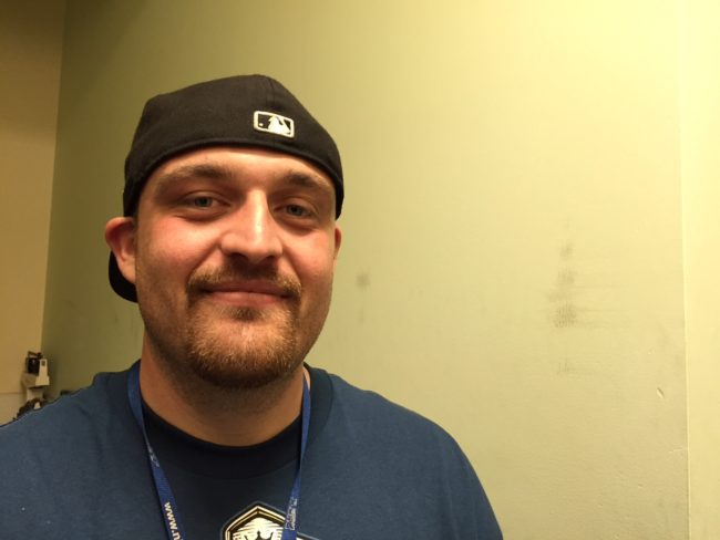 Mike Hindman at the Brother Francis Shelter. (Photo by Anne Hillman/KSKA)