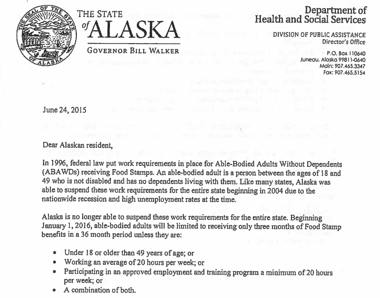 State changes food stamp rules for "ablebodied adults without dependents"