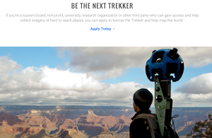 A screen shot of Google’s Street View Trekker program website.