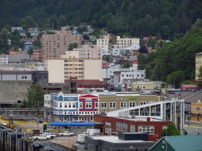 The view of South Franklin Street from aboard a cruise ship June 20, 2011. (Creative Commons photo by Jasperado)