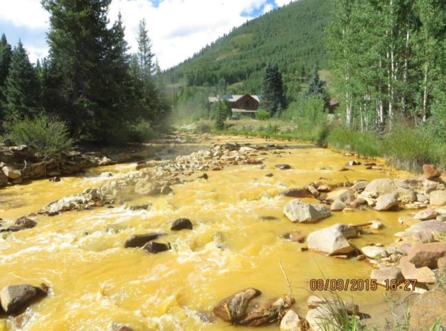 As it monitored the wastewater blowout that began Wednesday, the EPA took this photo of a sampling point near the source outside Silverton, Colo., on Sunday. EPA