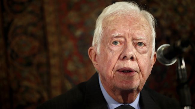Former President Jimmy Carter speaks at a press conference in Jerusalem on May 2. Carter announced Wednesday that he has cancer. Thomas Coex/AFP/Getty Images