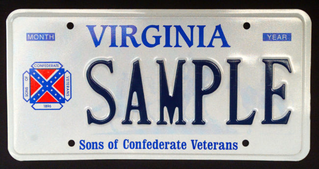 A sample Confederate battle flag license plate in Virginia. Wayne Scarberry/Getty Images 