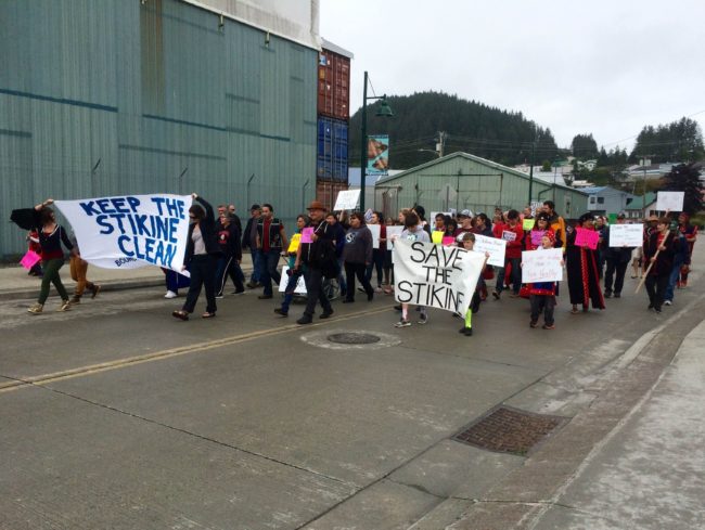 A protest in Wrangell on Sunday, August 2, 2015. (Photo by Katarina Sostaric/KSTK)