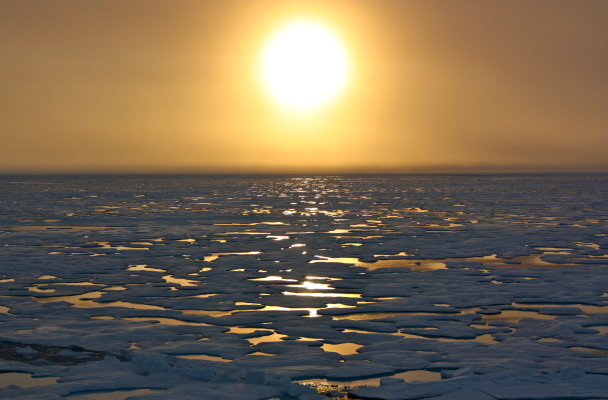 Arctic waters seen from the U.S. Coast Guard Cutter Healy. (Photo courtesy of the NASA Goddard Center)