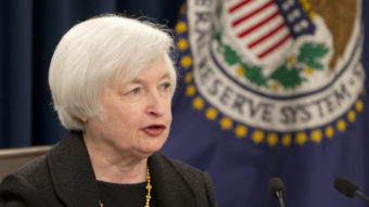 Federal Reserve Chair Janet Yellen, speaking at a news conference in Washington on Thursday, said the U.S. economy has been performing well but the global outlook is more uncertain. Jacquelyn Martin/AP