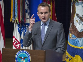 Eric Fanning, then the acting secretary of the U.S. Air Force, delivers remarks during a 2013 ceremony at the Pentagon. Fanning has held numerous military posts in the Obama administration. Paul J. Richards/AFP/Getty Images