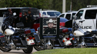 The funeral for Harris County Sheriff Deputy Darren Goforth was held Sept. 4 in Houston. After Goforth was fatally shot at a gas station on Aug. 29, some spoke about a "war on cops." But while 2014 did see more officer deaths than 2013, one expert says that's not a sign of a statistically significant spike. Aaron M. Sprecher/Getty Images