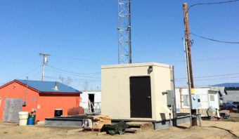 The newly erected GCI cellular tower on Ptarmigan Street in Bethel. (Photo courtesy of GCI)