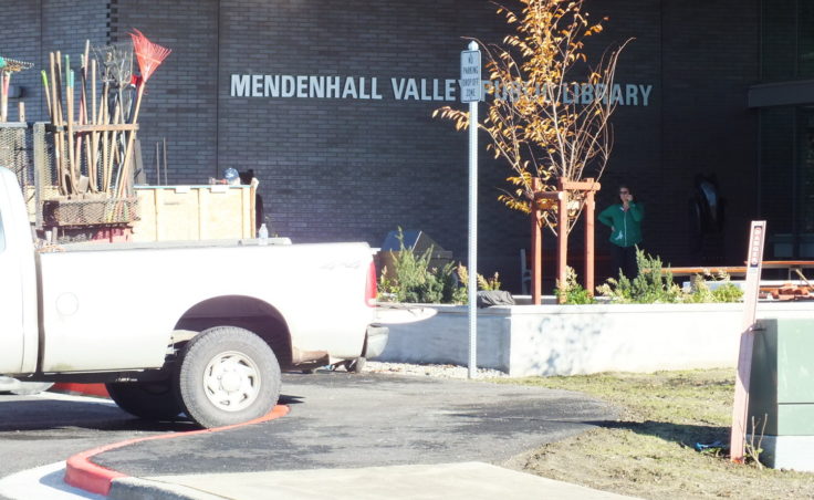 The entry to the new Mendenhall Valley Public Library. (Photo by Matt Miller/KTOO)