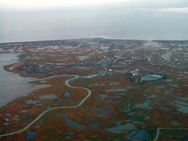 This slough is the access point to the ocean for many people of Hooper Bay. This is the entire village. (Creative Commons photo by Travis)
