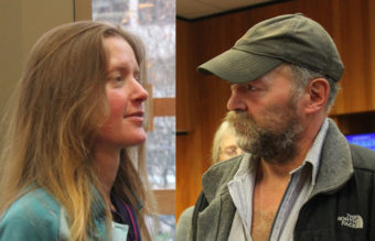 A photo composite of hiker Kathleen Turley and trapper John Forrest. (Photos by Lisa Phu/KTOO)