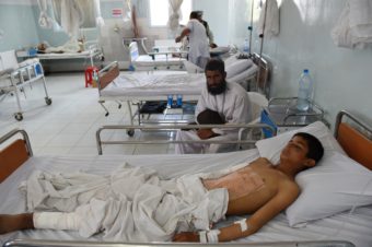 On May 21, an Afghan child is treated at a Doctors Without Borders hospital in the northern city of Kunduz, after being injured in a fight between the Taliban and Afghan security forces. Shah Marai/AFP/Getty Images