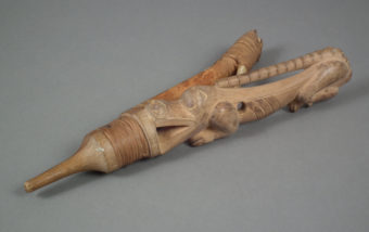 This Tlingit halibut hook with a wolf spirit was slated for auction. (Photo courtesy of Karen Kramer/Peabody Essex Museum)