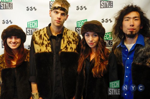 Peter Williams, right, poses with models Jerica Young, Anthony Flora and Denise Reed, at TechStyle NYC during this year's Fashion Week. (Photo courtesy TechStyle NYC)