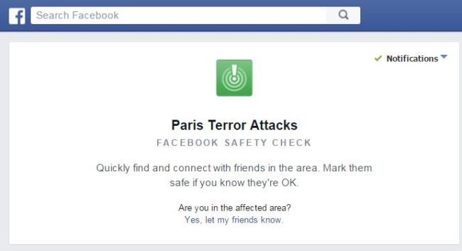Paris attacks Facebook safety check