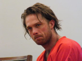 Christopher Strawn appears in Juneau District Court Oct. 22 after his arrest for the alleged murder of Brandon Cook. (Photo by Matt Miller/KTOO)