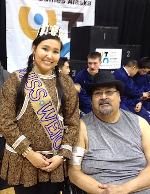 Big Bob Aiken and Miss WEIO 2014 Chanda Simon. (Photo courtesy of Miss World Eskimo Indian Olympics)