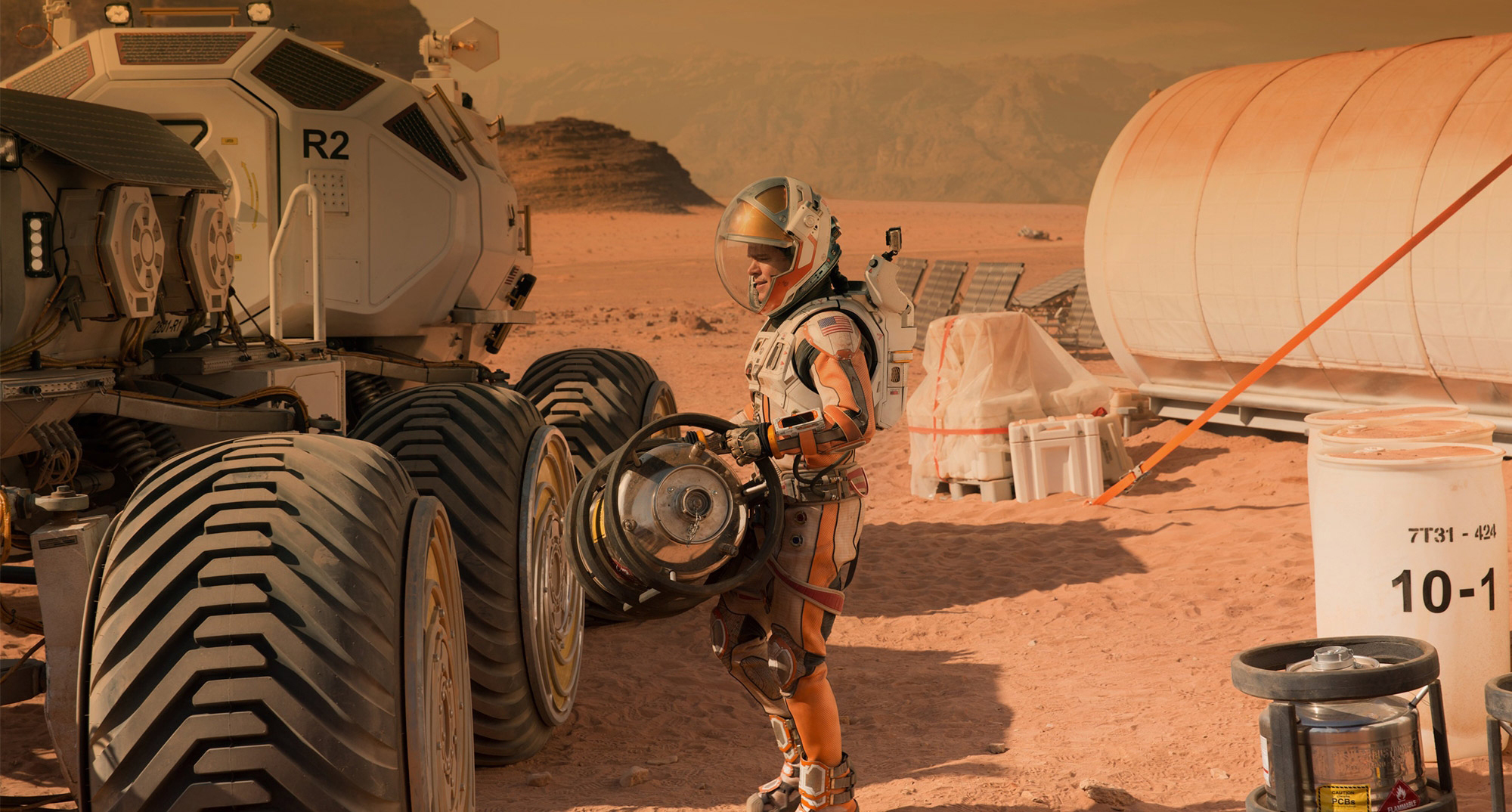 Actor Matt Damon colonizes Mars in the movie The Martian. (Photo courtesy of 20th Century Fox)