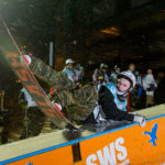 29 - Max, lands in a slide at the Downtown Rail Jam Dec. 19th. Max won the award for best trick. (Photo by Mikko Wilson/KTOO)
