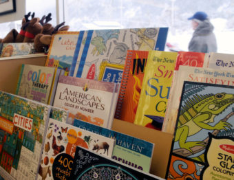 Coloring books for adults are flying off the shelves at the Babbling Book in Haines. (Photo by Jillian Rogers/KHNS)