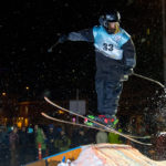 33 - Noah, spins off the jump at the Downtown Rail Jam Dec. 19th. (Photo by Mikko Wilson/KTOO)