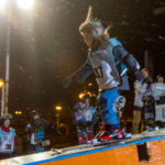 37 - Odin, skis down the box at the Downtown Rail Jam Dec. 19th. (Photo by Mikko Wilson/KTOO)