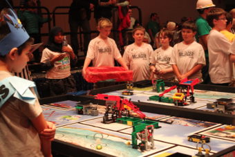 Teams from Southeast Alaska competed during the Juneau Robot Jamboree at Centennial Hall on Saturday. (Photo by Lisa Phu/KTOO)