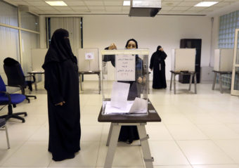 Saudi women vote in Riyadh, Saudi Arabia