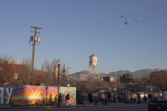 The Road Home is a private nonprofit social services agency that assists homeless individuals and families, in downtown Salt Lake City, Utah. Here, a view from outside. Cayce Clifford for NPR