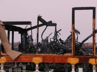 The aftermath of the Alcohol Treatment Center fire. (Photo by Dean Swope/KYUK.)
