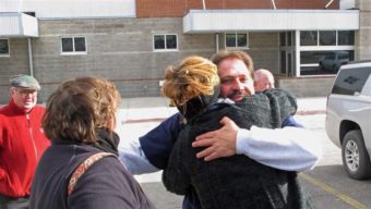Barry Beach hugs a supporter as he departs Montana State Prison after Gov. Steve Bullock commuted his sentence to time served. Several governors and state legislatures have moved to make the clemency process easier and pardons more frequent. AP