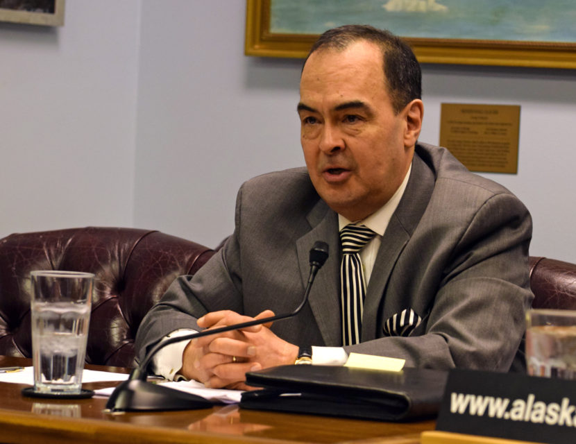 Sen. Donny Olson, D-Nome, at a Senate minority press availability, March 4, 2015. (Photo by Skip Gray/360 North)