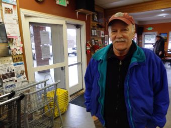 Ron Jackson at a Haines coffee shop. He said, "Senior income is stable ... it survives the ups and downs of an economy." (Photo by Emily Files, KHNS)
