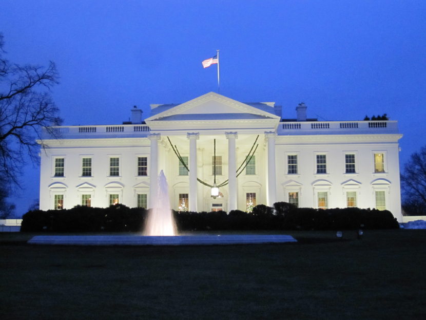 The White House at dusk