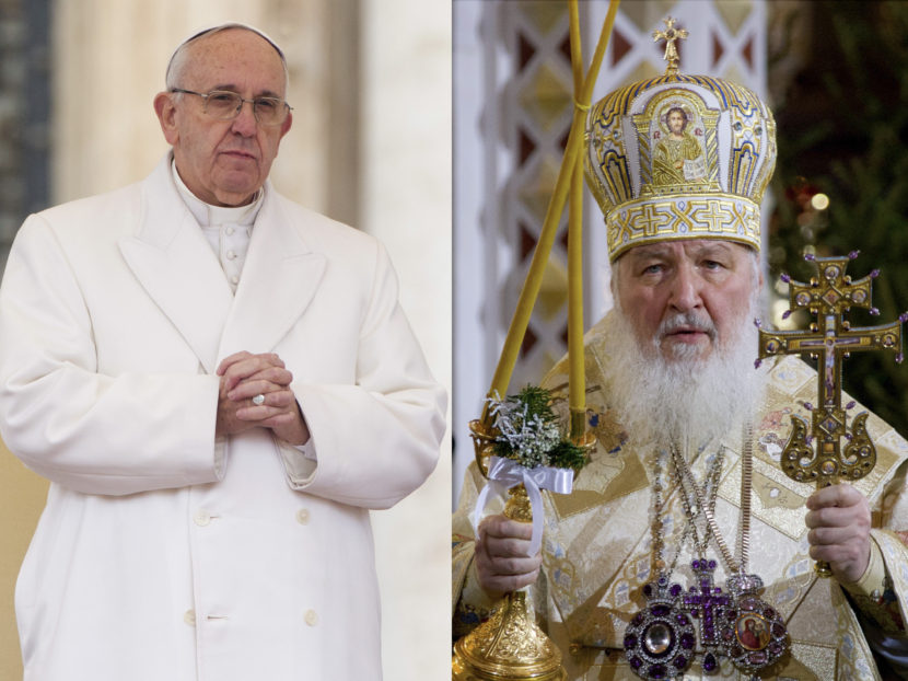 Pope Francis will meet Patriarch Kirill in Cuba, in a historic step to heal the 1,000-year schism that has divided the Roman Catholic and Russian Orthodox churches. (Andrew Medichini and Ivan Sekretarev/AP)