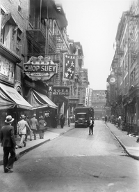 A view of New York City's Chinatown in the 1930s. Between 1910 and 1920, the number of Chinese restaurants in New York quadrupled, and it more than doubled between 1920 and 1930, according to legal historian Heather Lee. Keystone-France/Gamma-Keystone via Getty Images