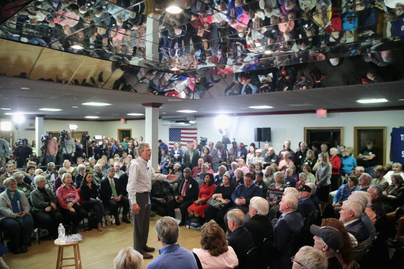 Jeb Bush holds a campaign town hall meeting at the Alpine Club on Monday in Manchester, N.H. (Chip Somodevilla/Getty Images)