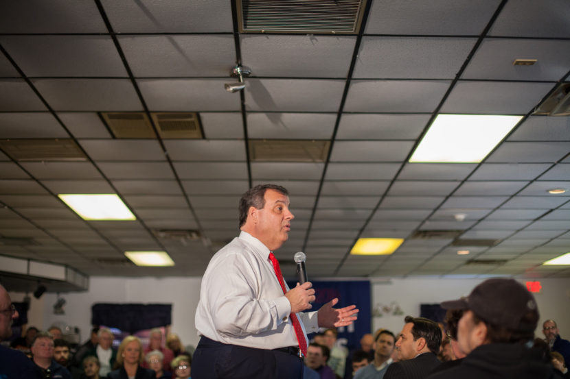 Chris Christie speaks at the Epping American Legion on Tuesday in Epping, N.H. (Matthew Cavanaugh/Getty Images)