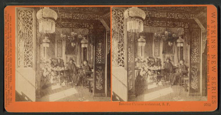 The interior of a Chinese restaurant in San Francisco, circa 1880. The Miriam and Ira D. Wallach Division of Art, Prints and Photographs: Photography Collection,The New York Public Library