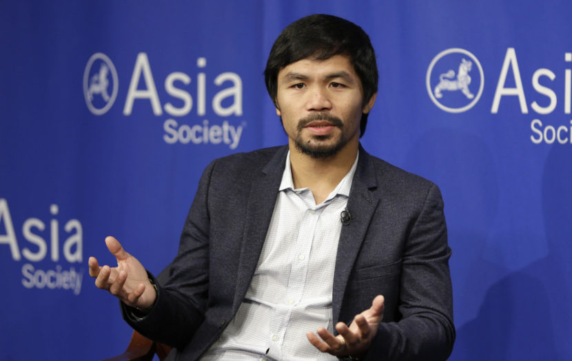 Manny Pacquiao, pictured at the Asia Society in New York in October 2015, has created a firestorm with his comments about homosexuals. Seth Wenig/AP
