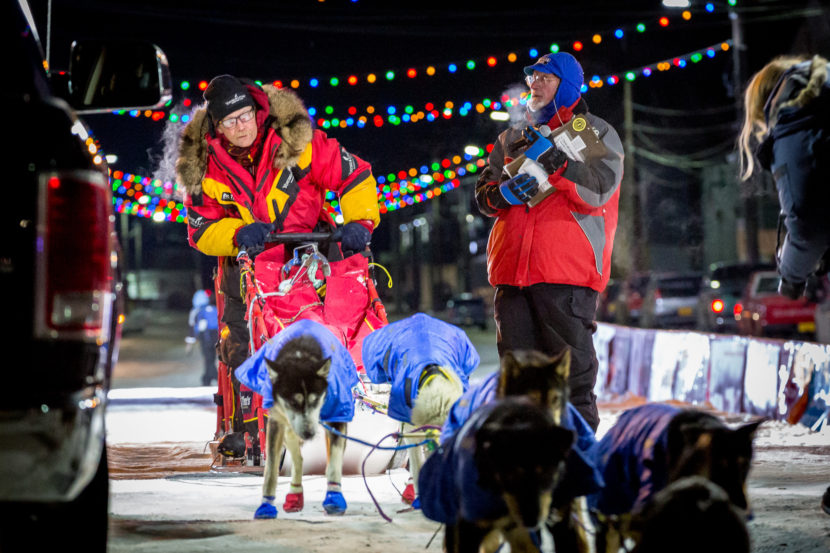 Mitch Seavey finishes the 2016 Iditarod in second place. (Photo by David Dodman/KNOM)