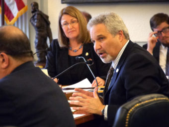 Sen. Pete Kelly, R-Fairbanks, during a Senate Finance Committee meeting, March 29, 2016. (Photo by Skip Gray/360 North)