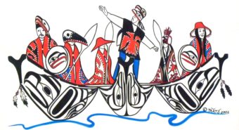 Artwork from the cover of the agreement between the state and the Tlingit-Haida Central Council. (Photo by Ed Schoenfeld/CoastAlaska News)